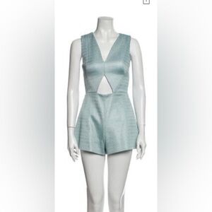 ALEXIS Light Blue Textured Romper